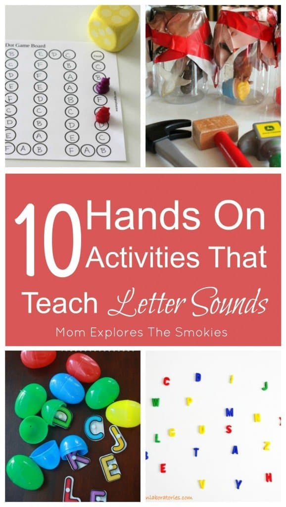 collage of Hands On Activities That Teach Letter Sounds
