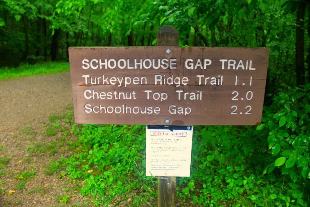 Brown Schoolhouse Gap Trail Sign