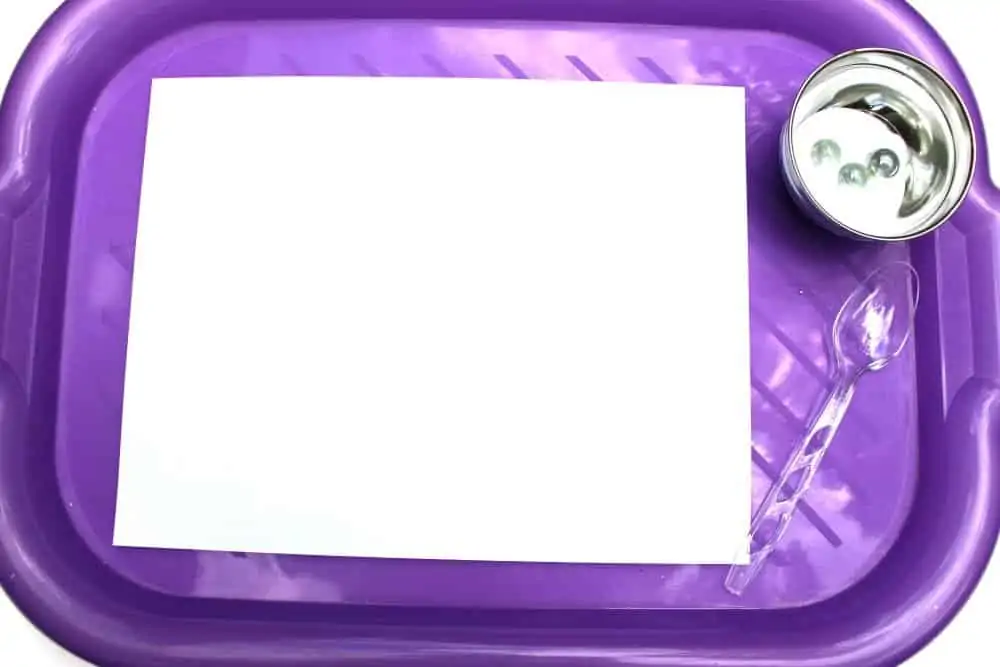 blank paper on plastic purple art tray