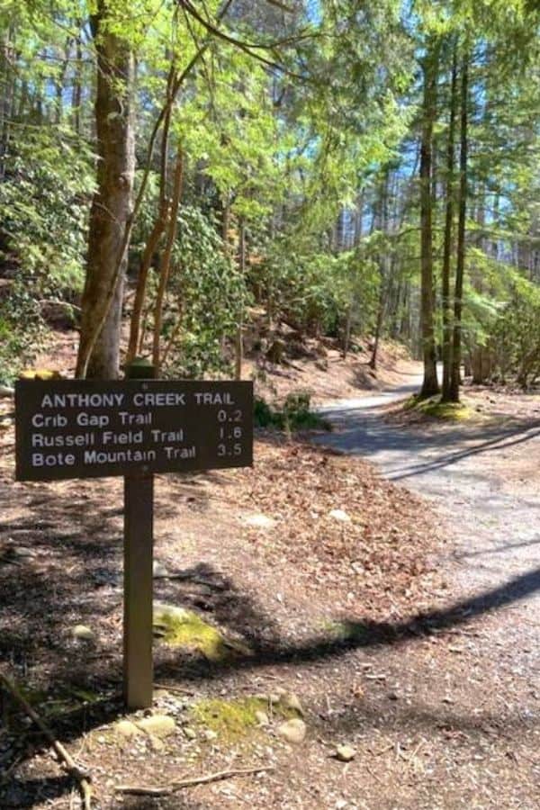 Brown Trail Sign For Anthony Creek Trailhead