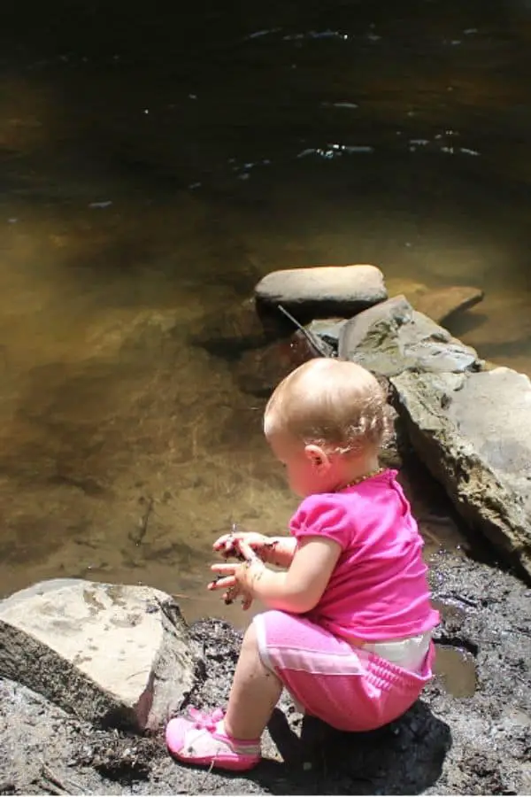baby at Bald River Falls Tellico, TN