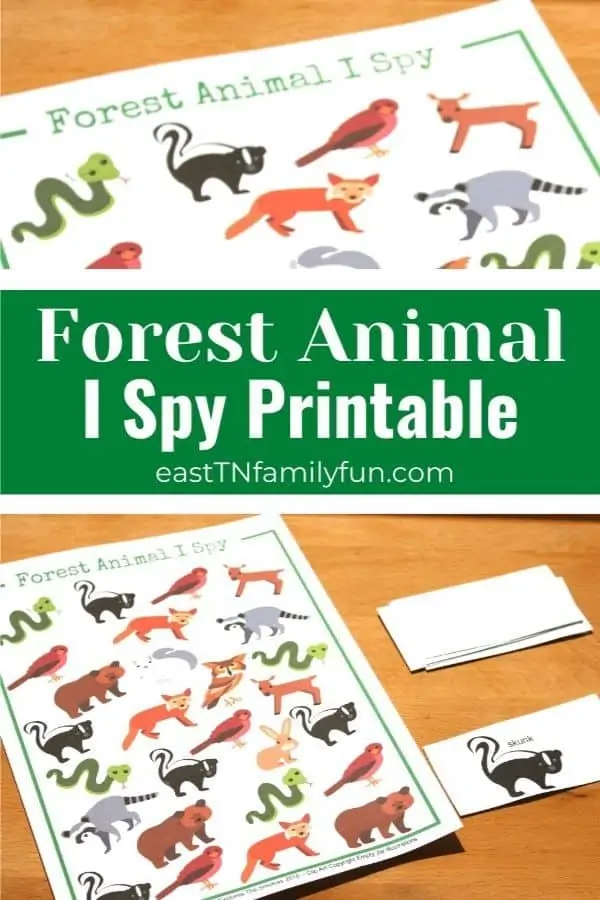 Forest Animal I Spy printable 