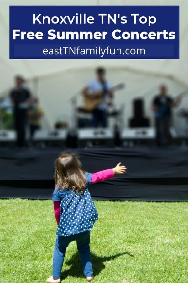 Free Summer Concerts in Knoxville represented by a small child dancing at an outdoor concert