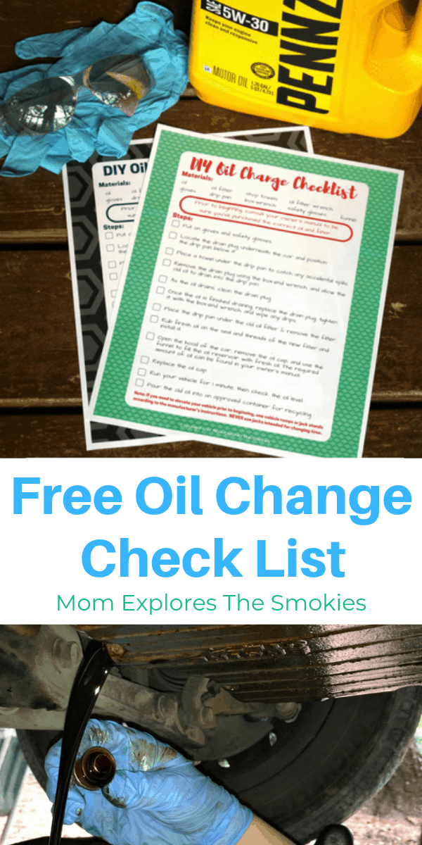 Oil Change Checklist Printable