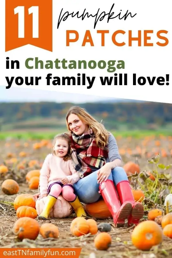 happy mother and daughter with pumpkins representing Pumpkin Patches near Chattanooga